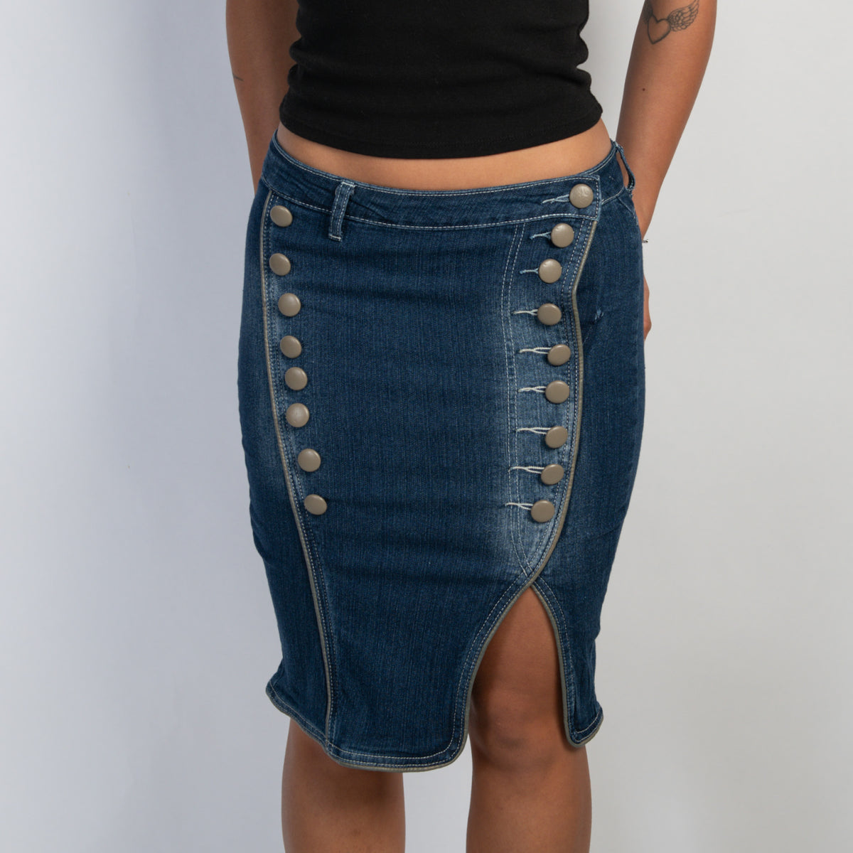 DENIM BUTTON SKIRT