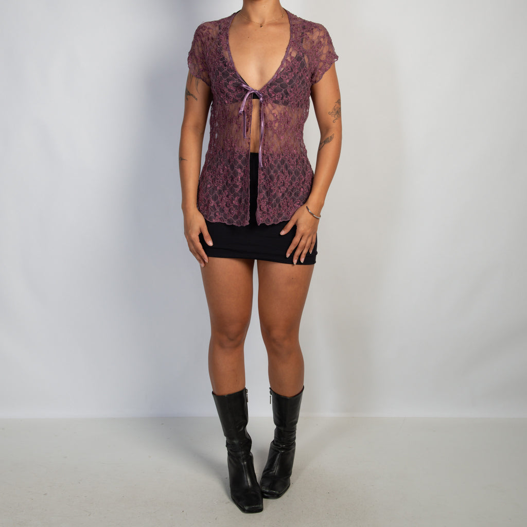 PURPLE LACE TIE TOP
