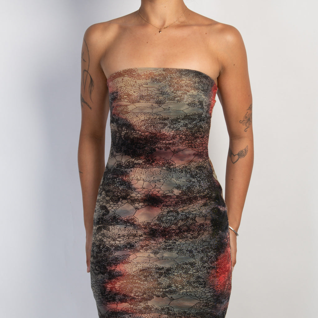 STRAPLESS PATTERN DRESS