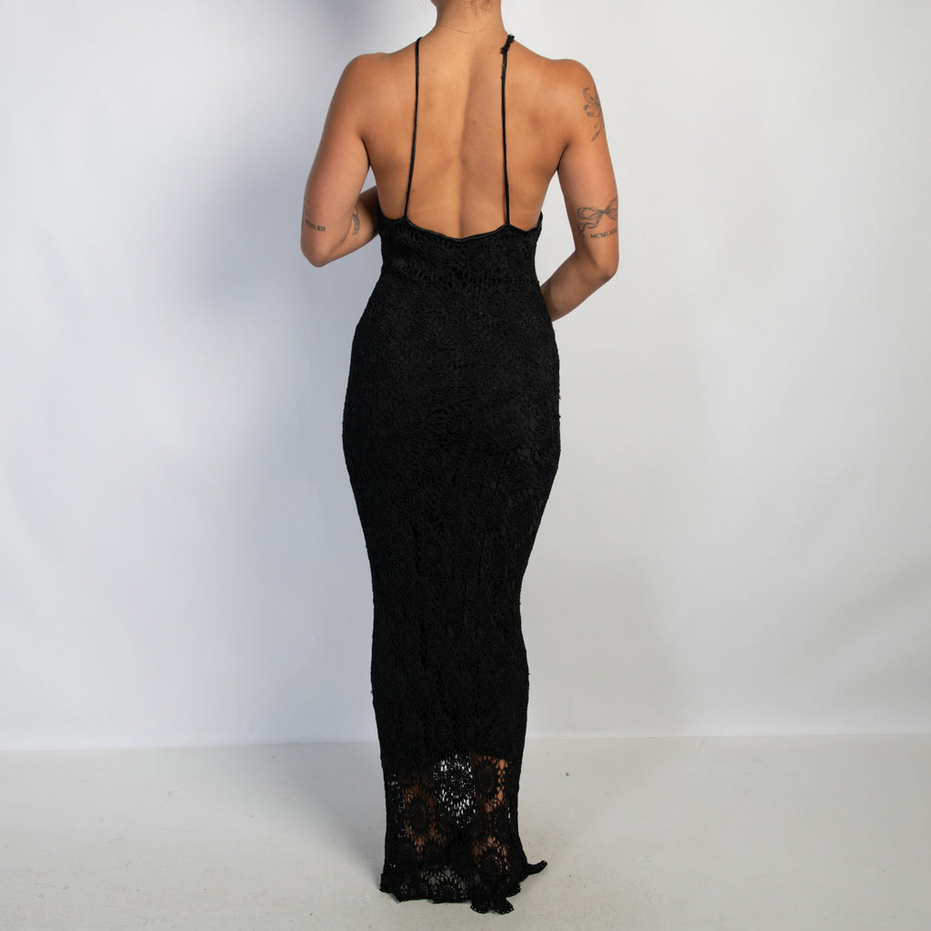 BLACK CROCHET MAXI DRESS