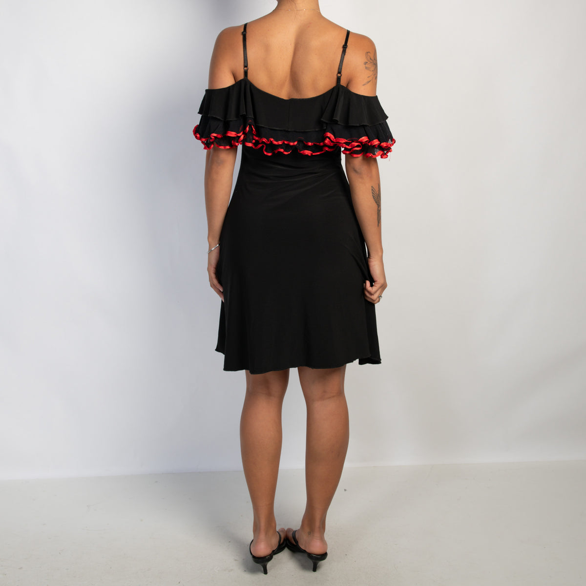 RED TRIM SWING DRESS