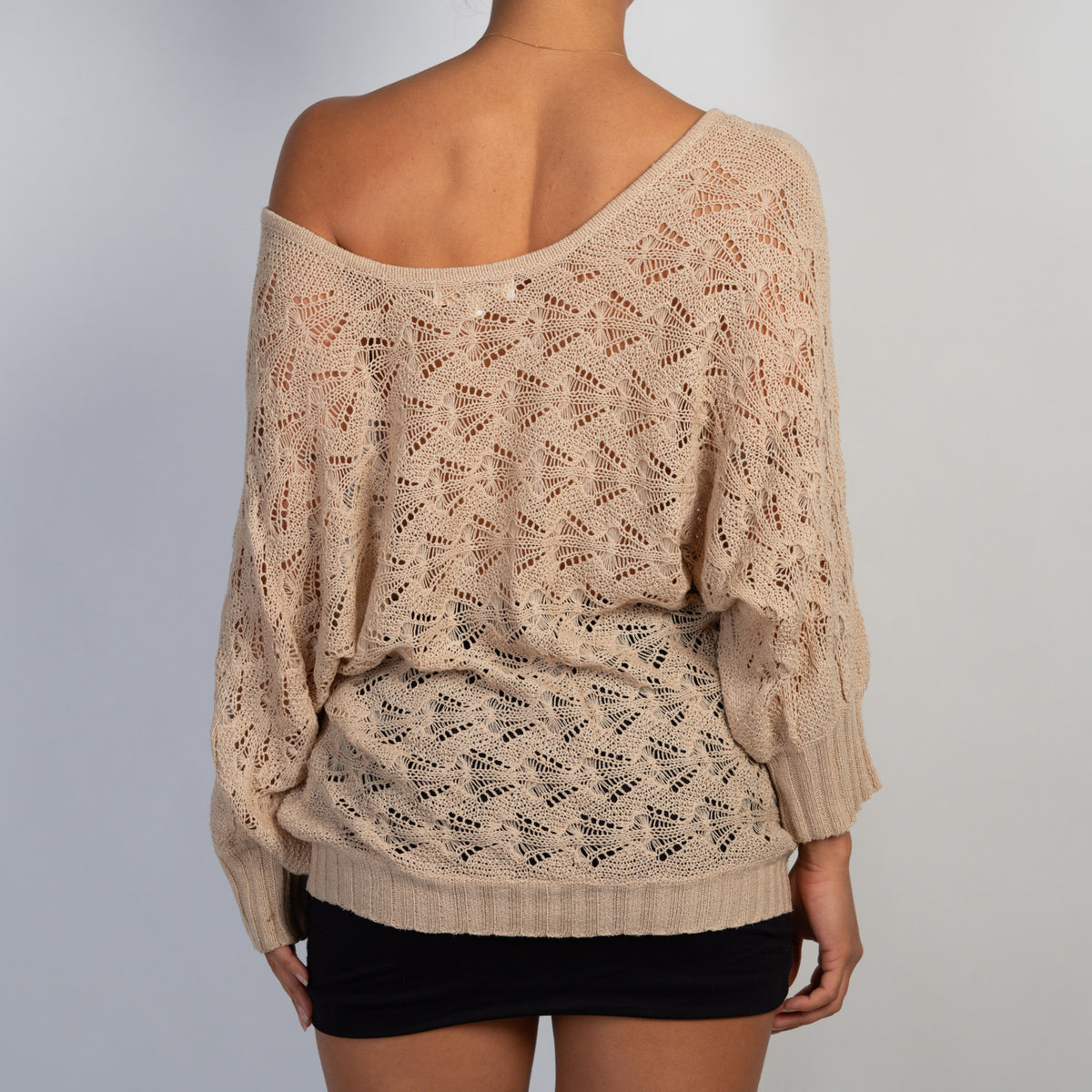 BEIGE NYLON KNIT TOP