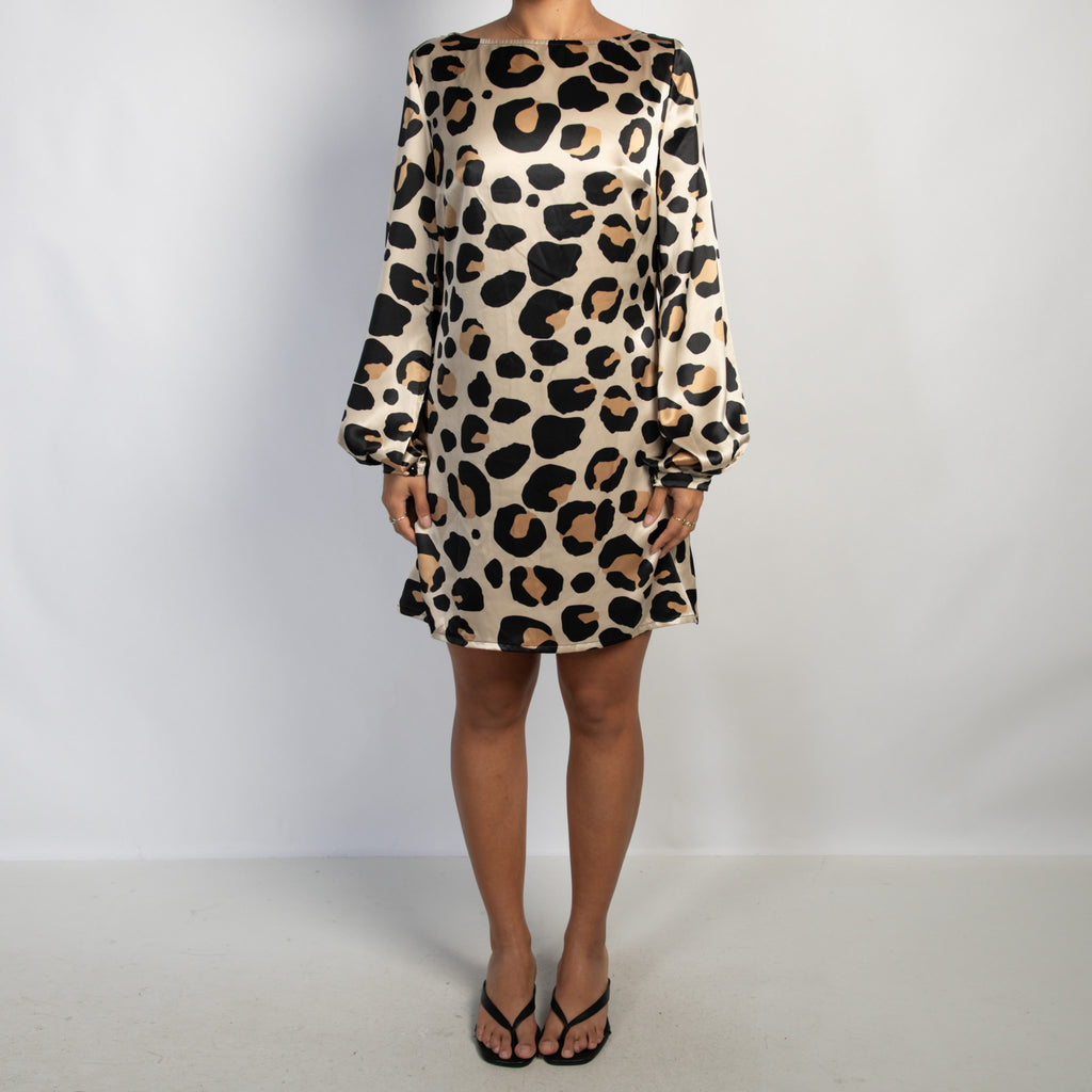ANIMAL PRINT SATIN DRESS
