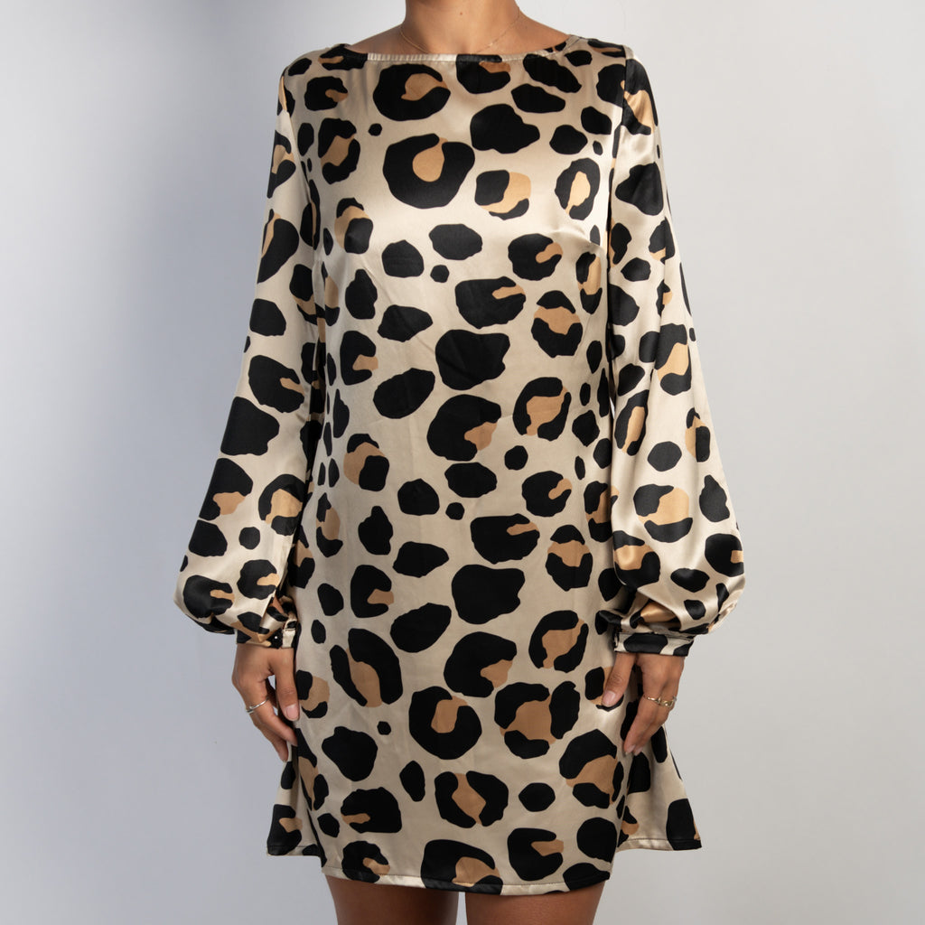 ANIMAL PRINT SATIN DRESS