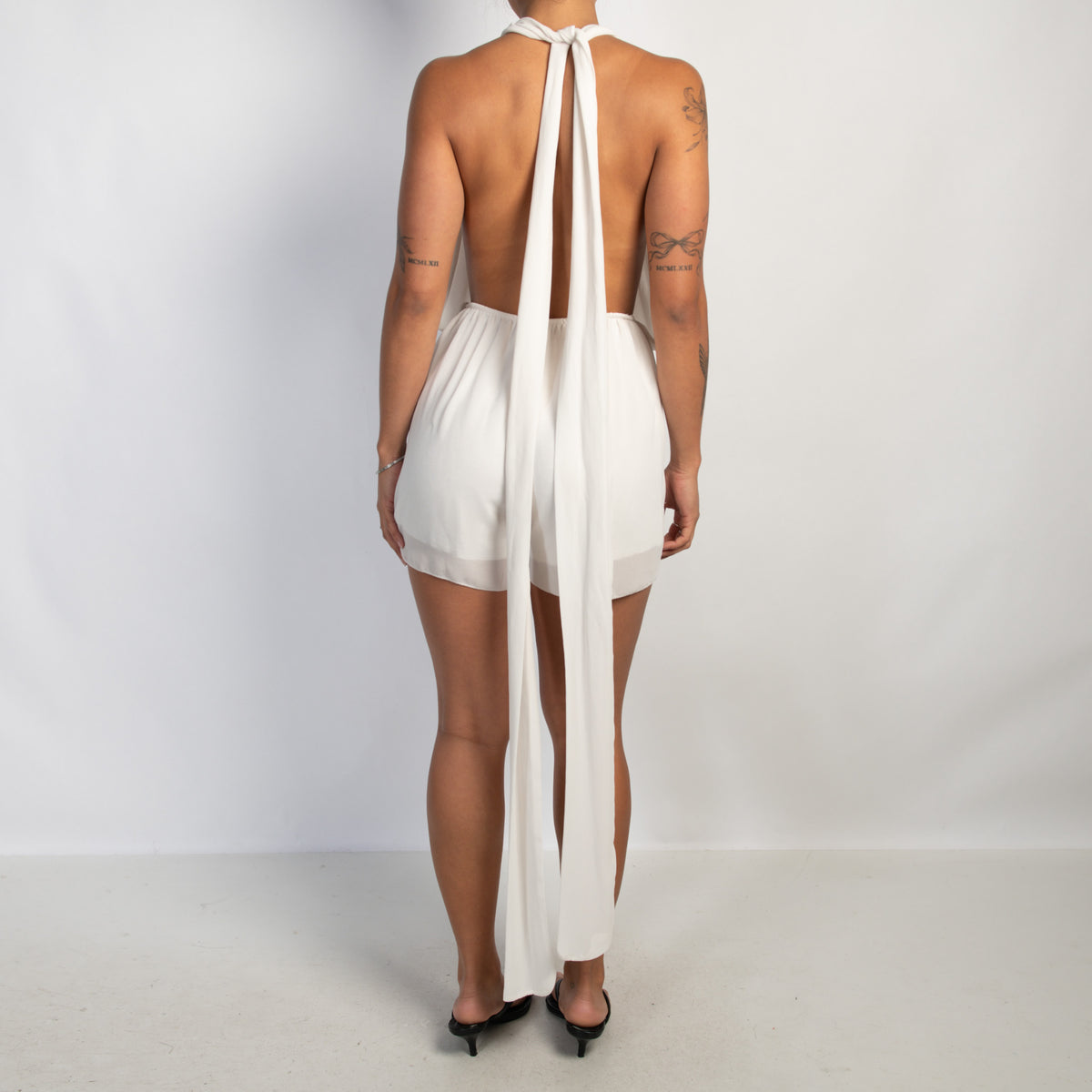 WHITE HALTER PLAYSUIT