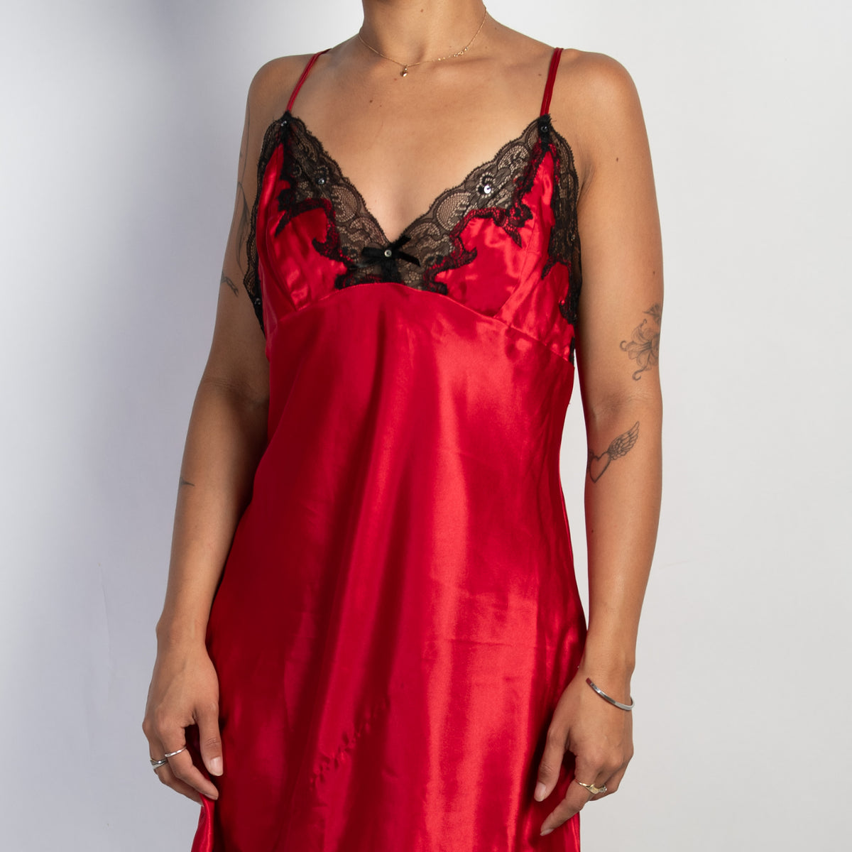 RED SATIN SLIP DRESS