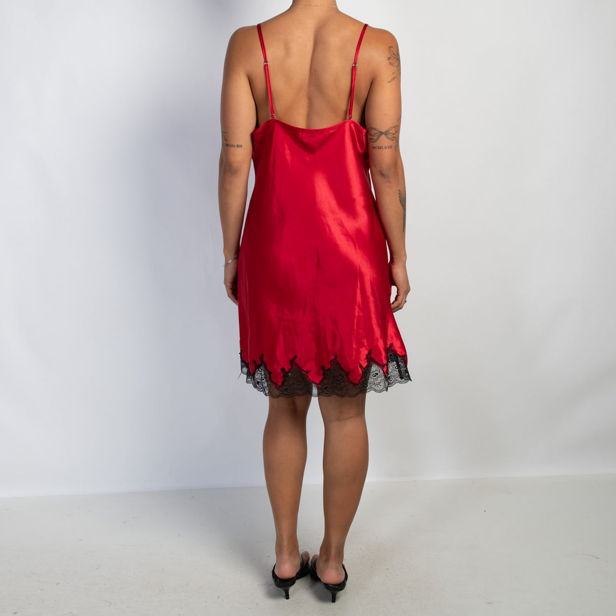 RED SATIN SLIP DRESS