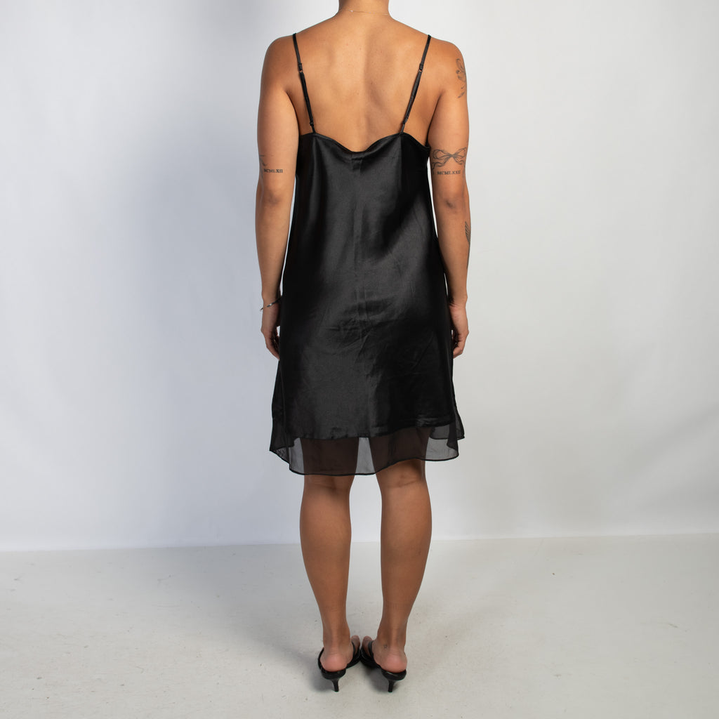 BLACK SATIN SLIP DRESS