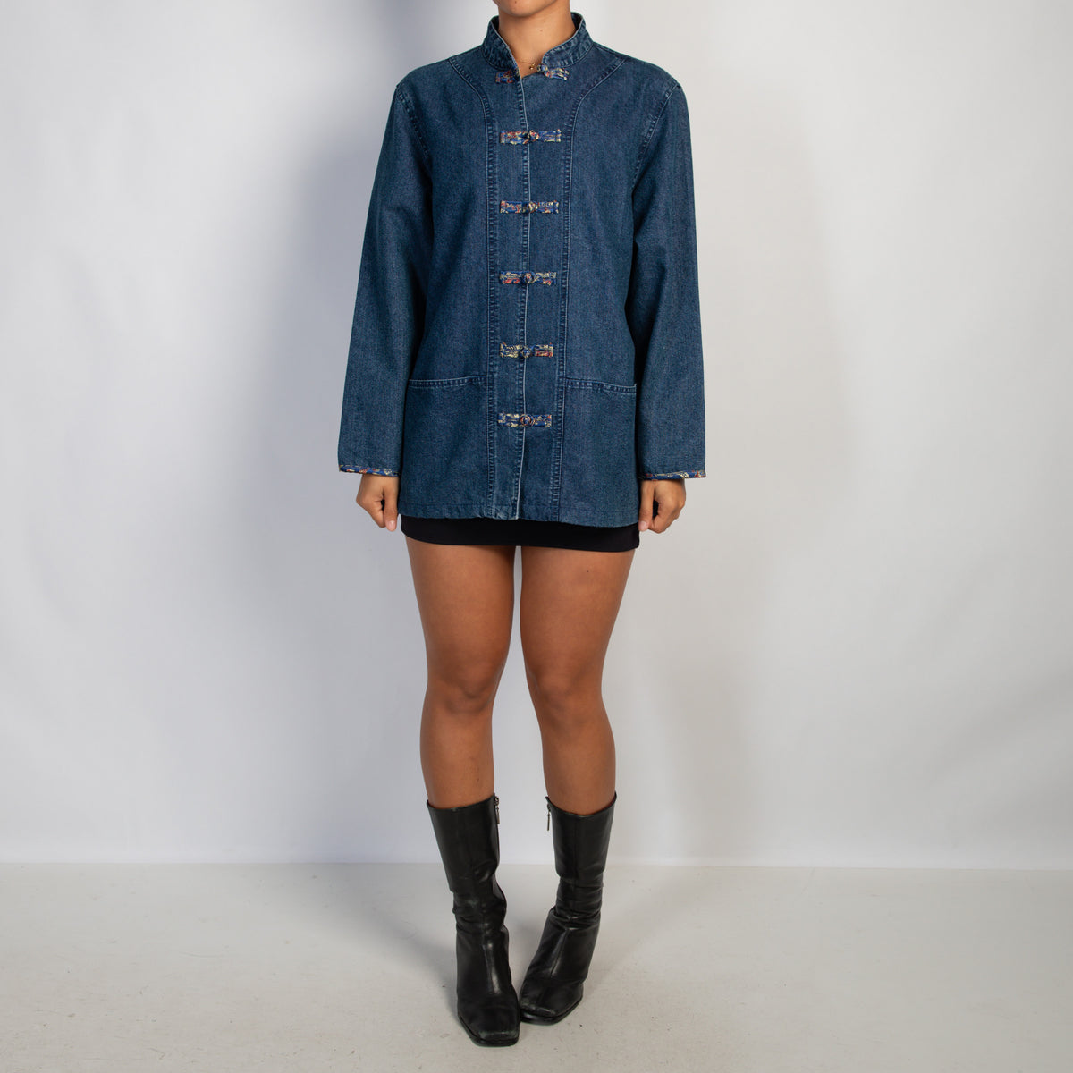 DENIM FROG CLOSURE JACKET