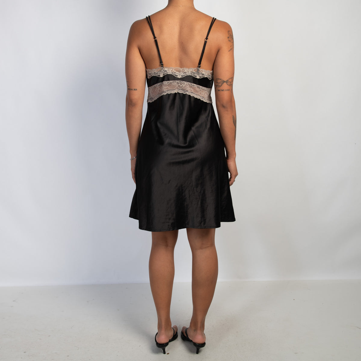 BLACK SATIN SLIP DRESS