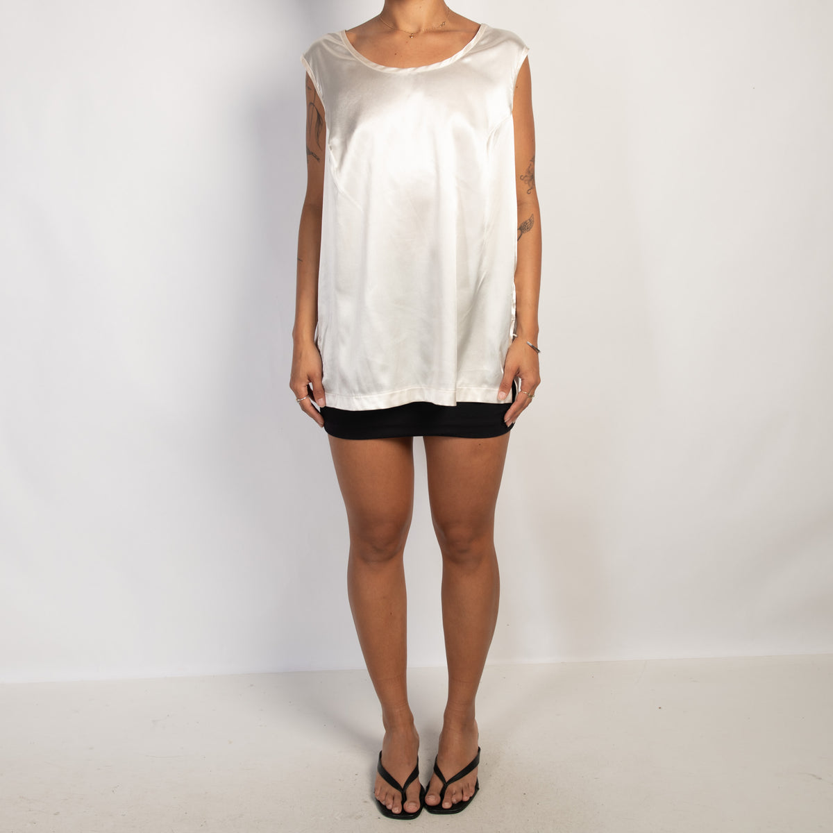 CREAM SATIN TOP