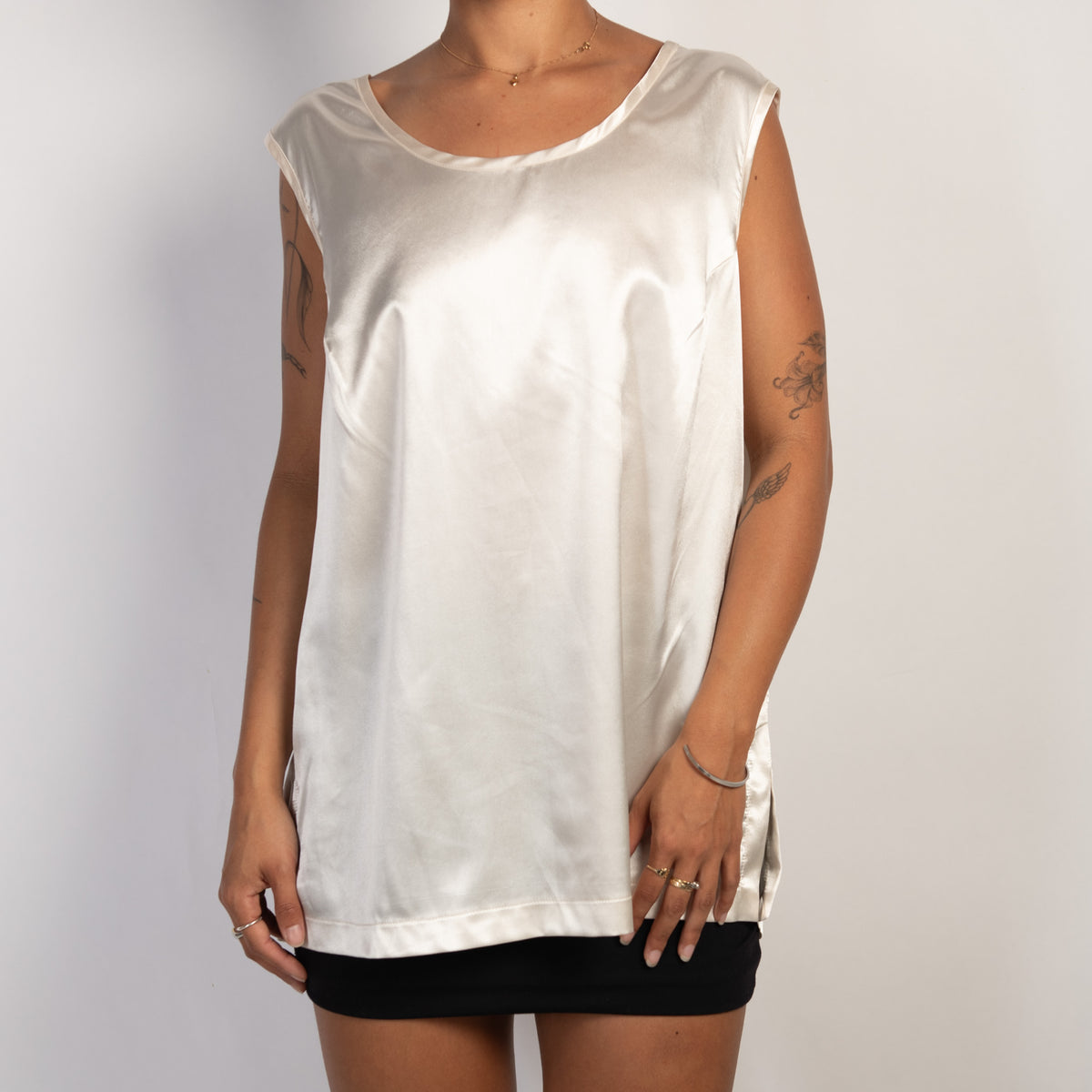 CREAM SATIN TOP