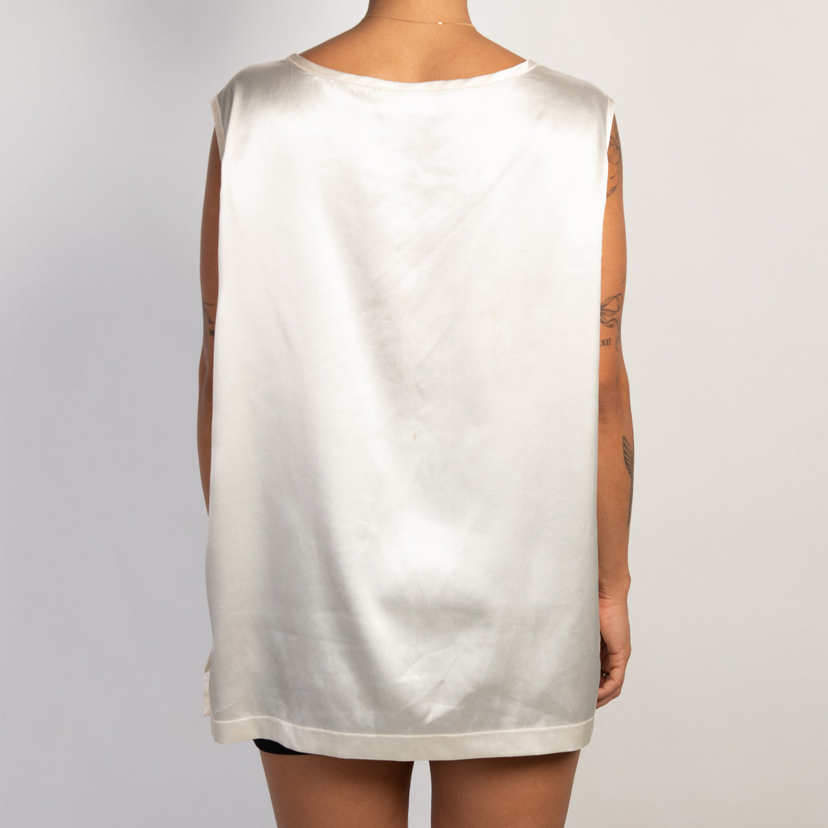 CREAM SATIN TOP
