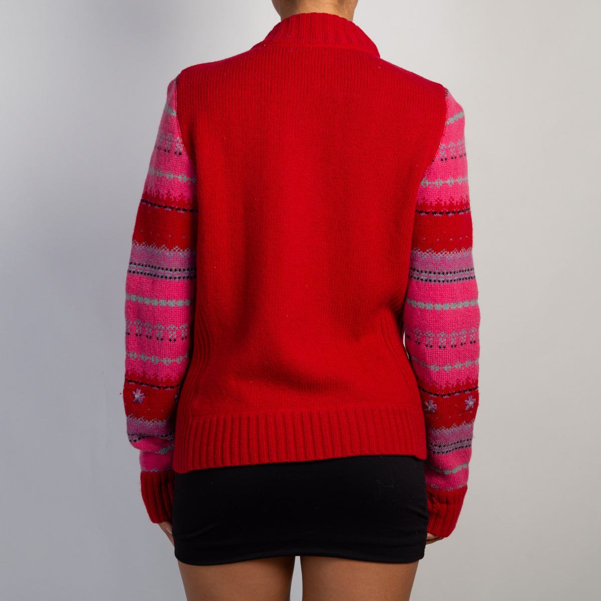 PATTERN KNIT ZIP CARDIGAN