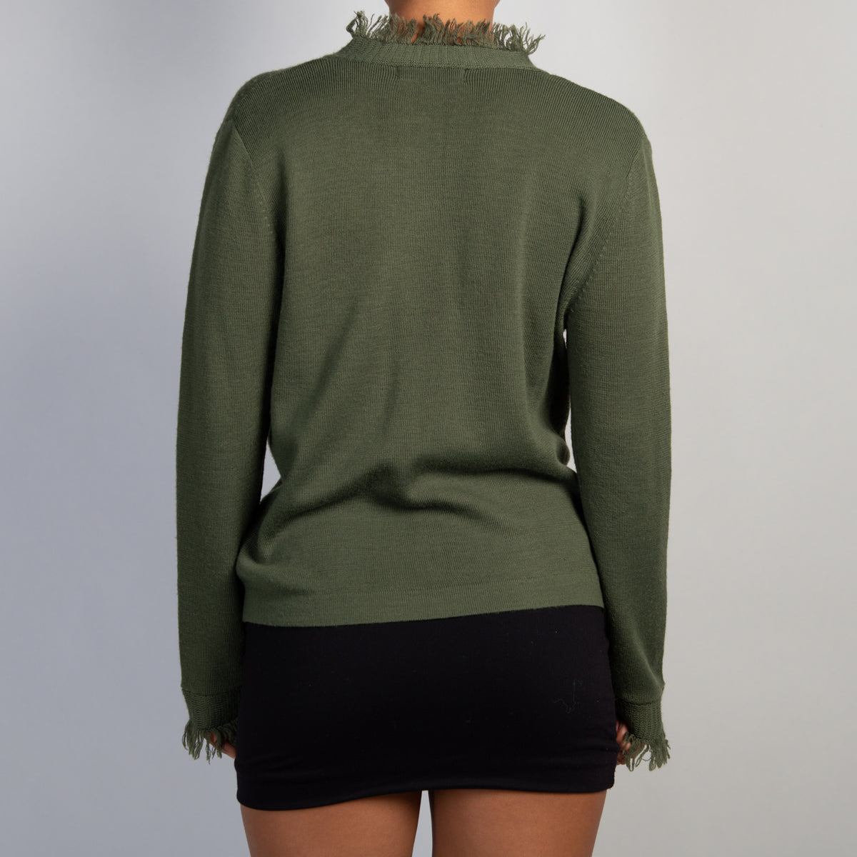 GREEN WOOL CARDIGAN
