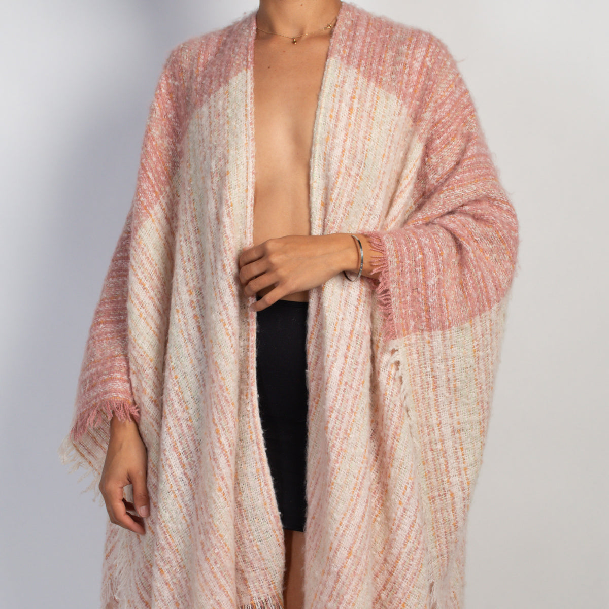 PINK OPEN FRONT PONCHO