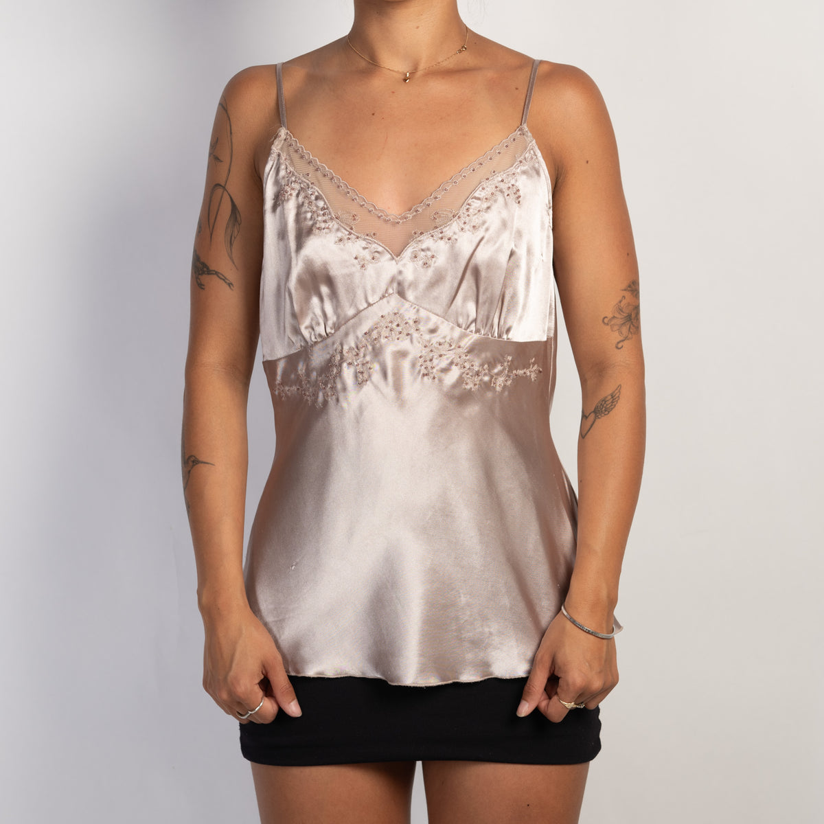 BEADED SATIN CAMISOLE
