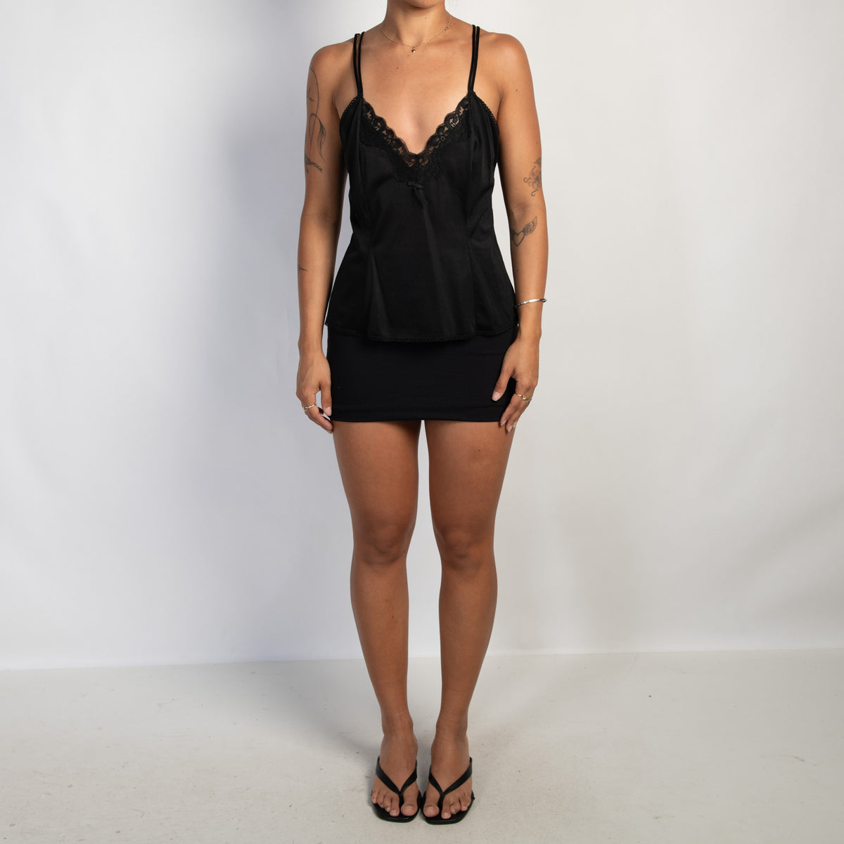 BLACK LACE SLIP CAMISOLE