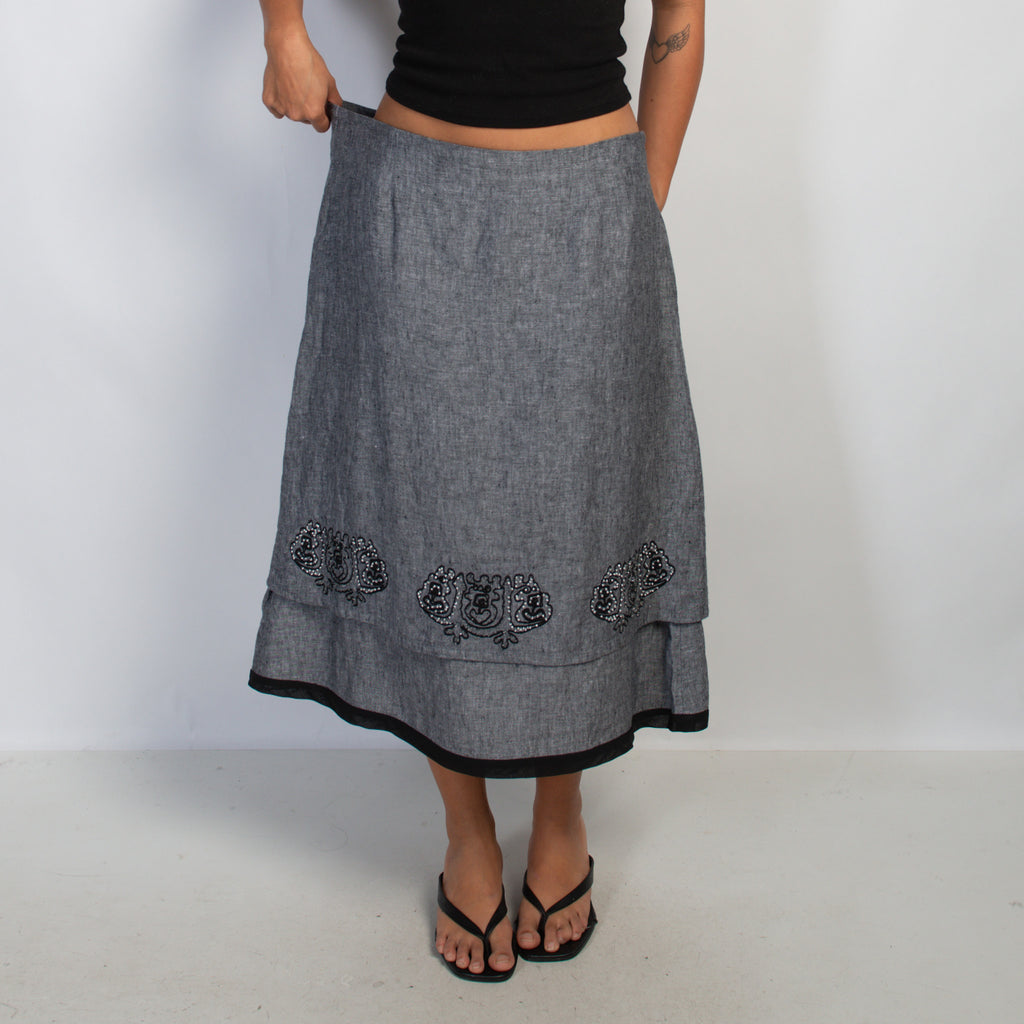 LINEN BEADED SKIRT