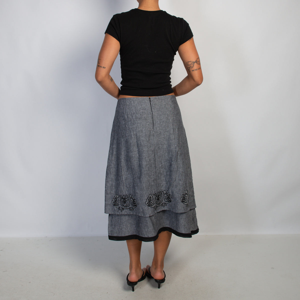 LINEN BEADED SKIRT