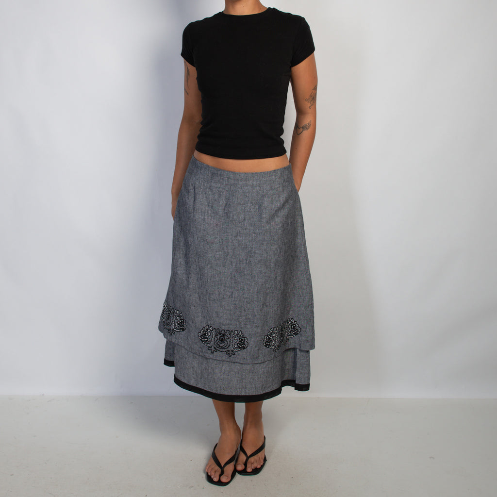 LINEN BEADED SKIRT