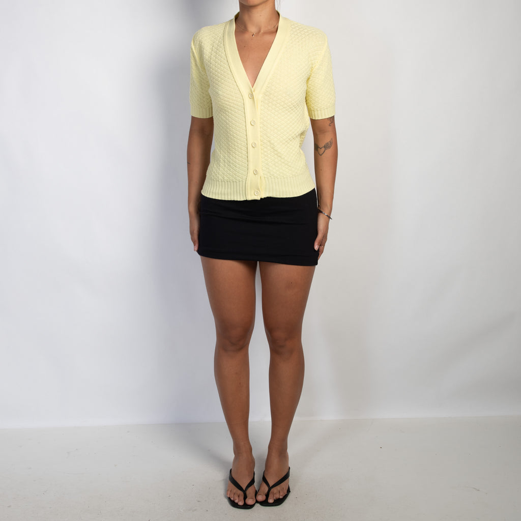 YELLOW SHORT SLEEVE CARDIGAN