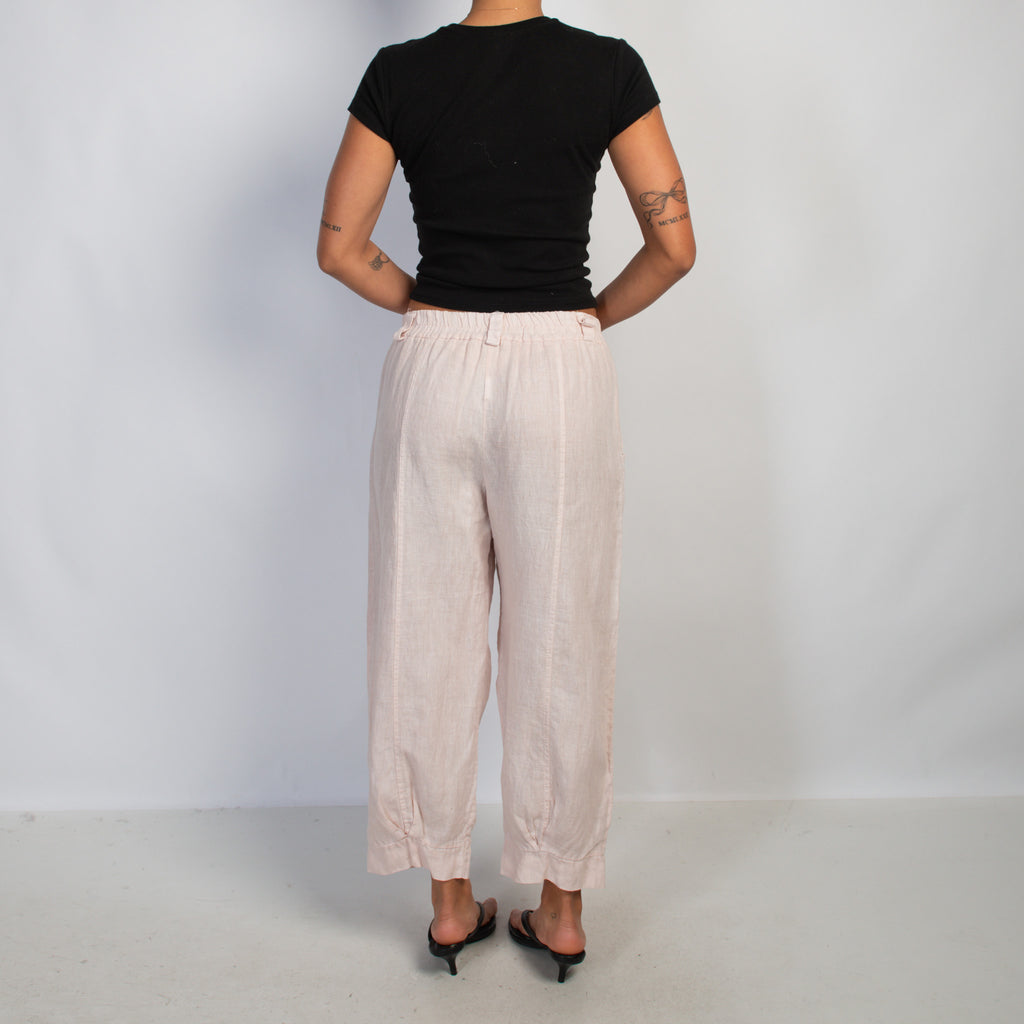 PINK LINEN CROP PANTS