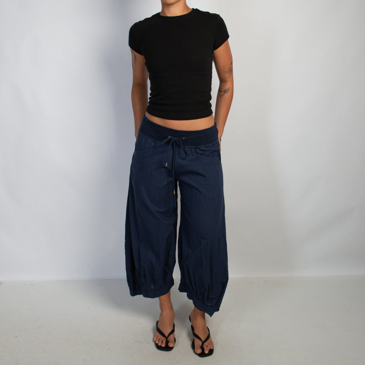 NAVY COTTON PANTS