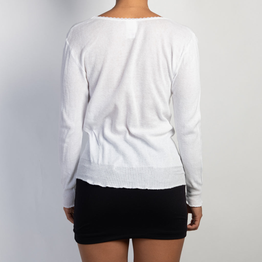 WHITE POINTELLE TOP