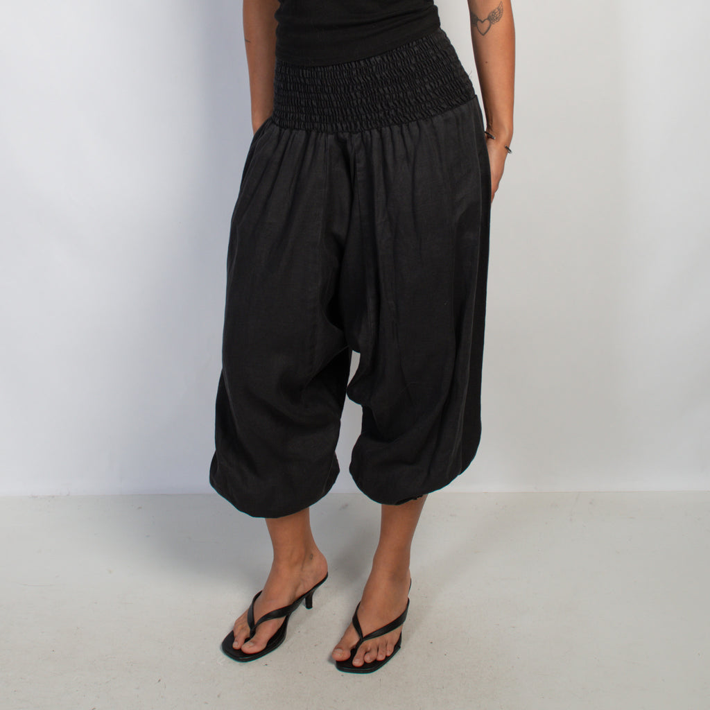 BLACK LINEN HAREM PANTS