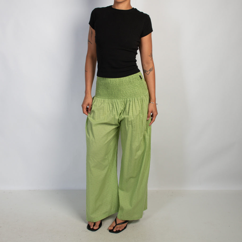 GREEN TEXTURED PANTS