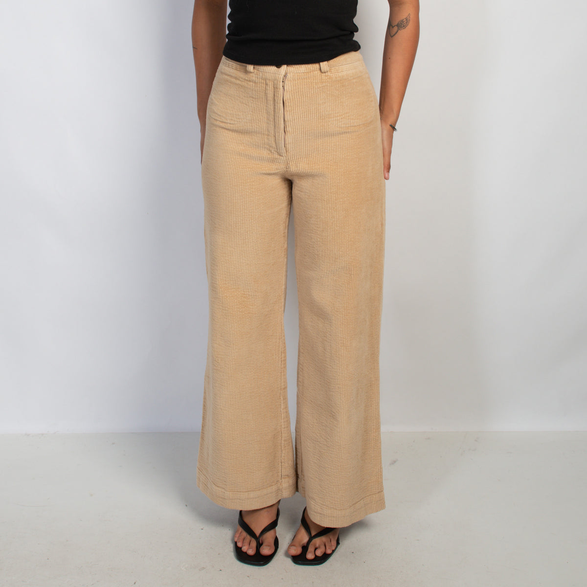 TAN CORDUROY FLARE JEANS