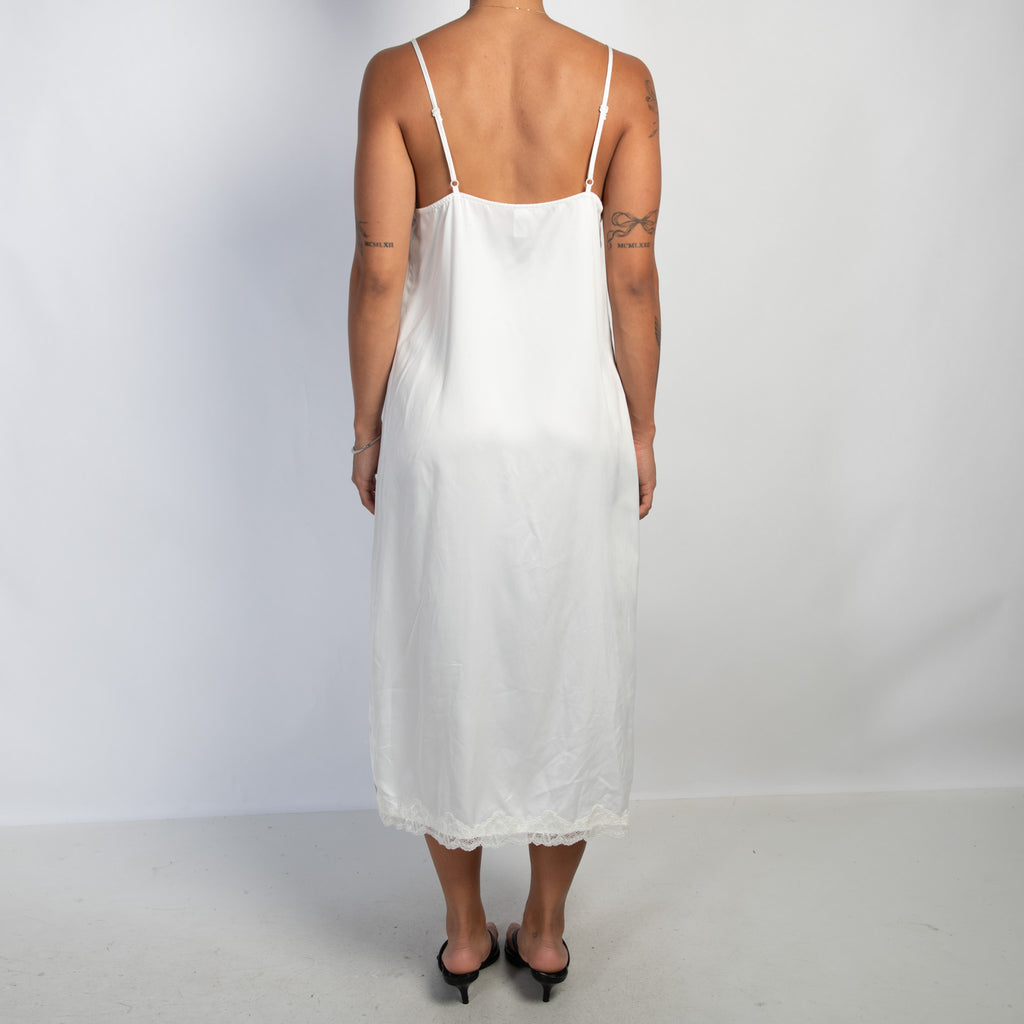 WHITE SATIN SLIP DRESS