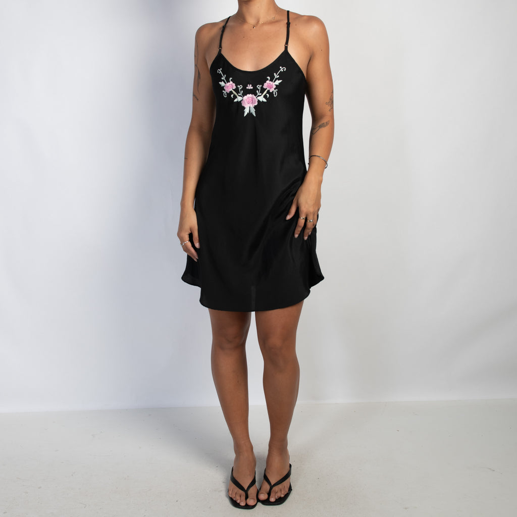 EMBROIDERED FLORAL SLIP DRESS