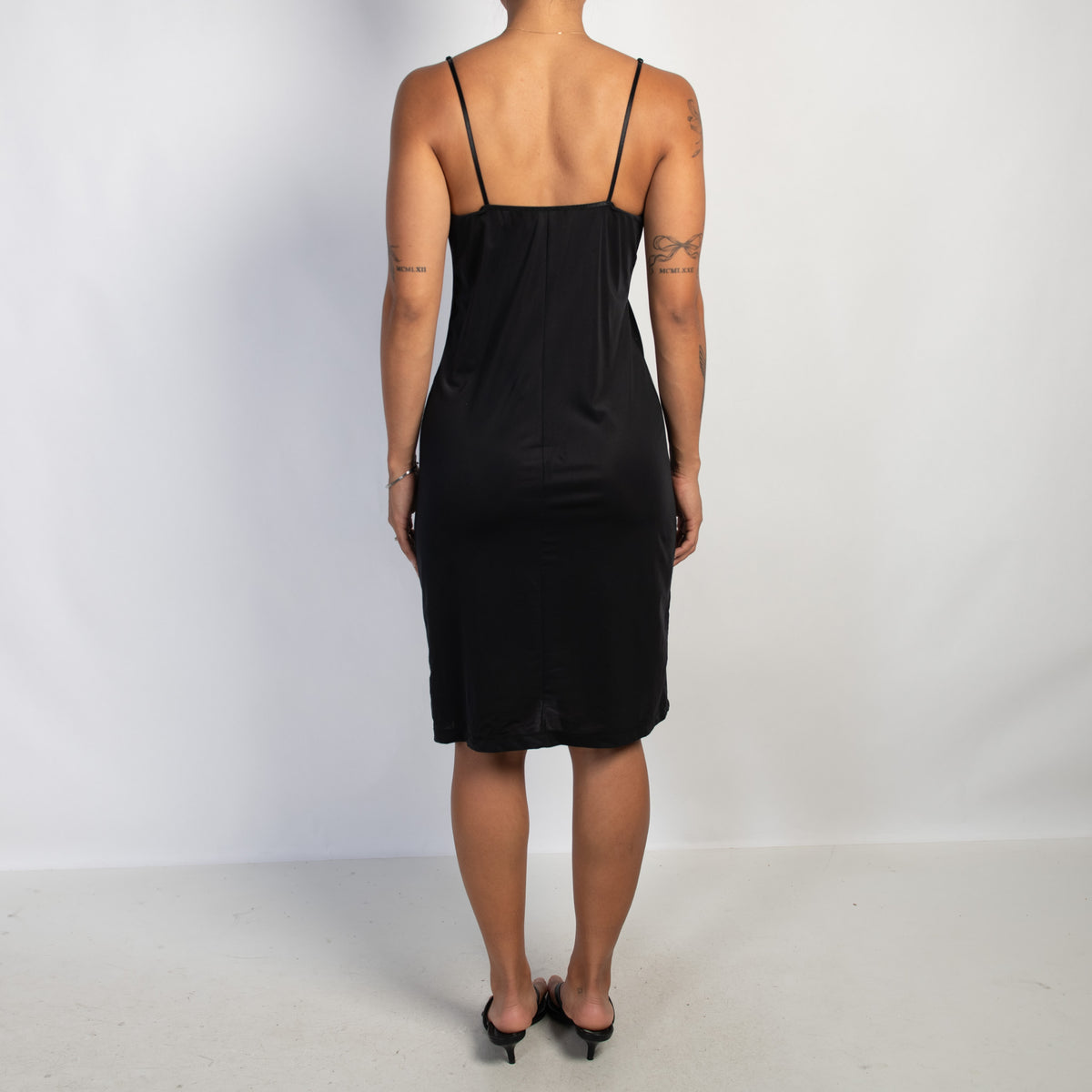 BLACK STRETCH SLIP DRESS