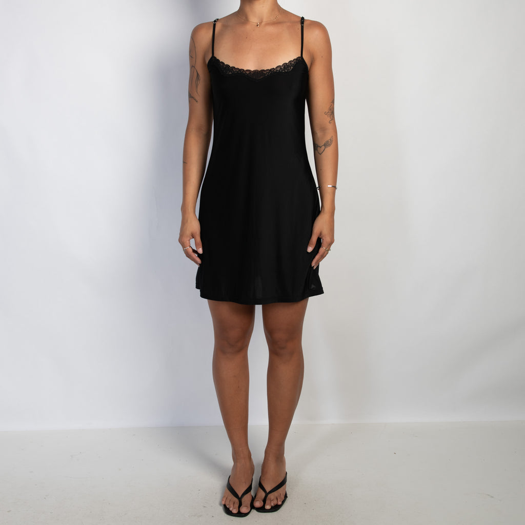 BLACK STRETCH SLIP DRESS