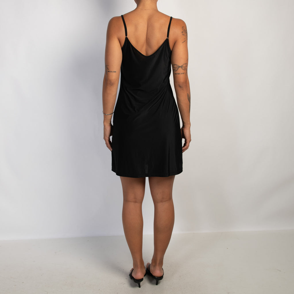 BLACK STRETCH SLIP DRESS