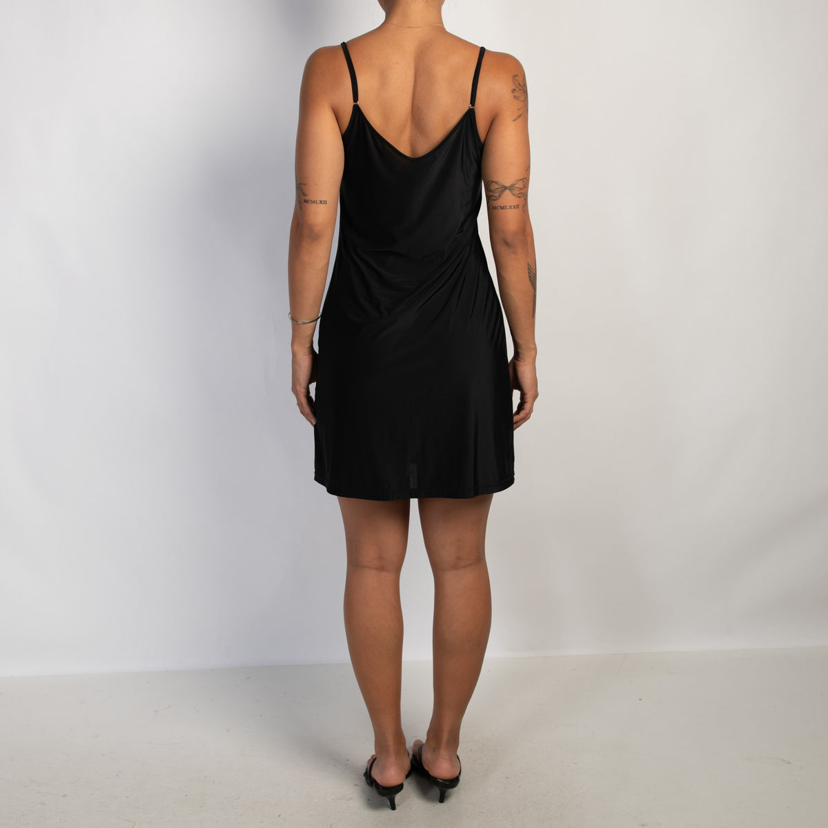 BLACK STRETCH SLIP DRESS