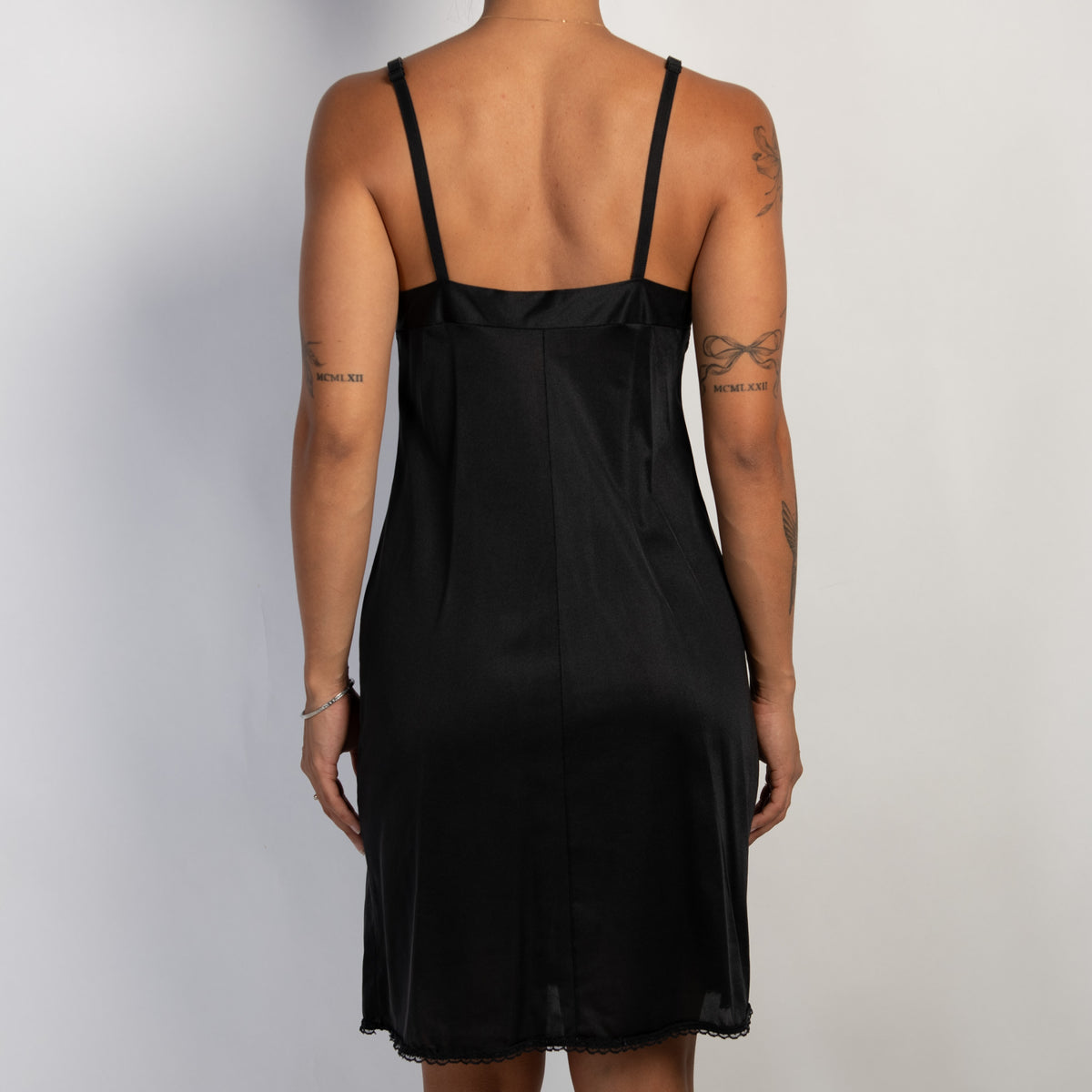 BLACK NYLON SLIP DRESS