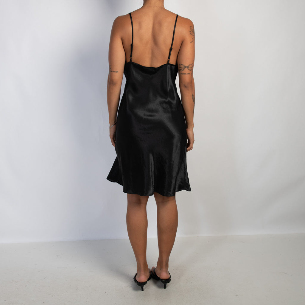 BLACK SATIN SLIP DRESS