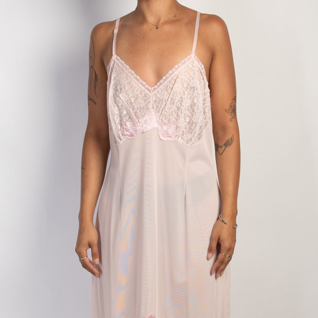 PINK NYLON SLIP DRESS