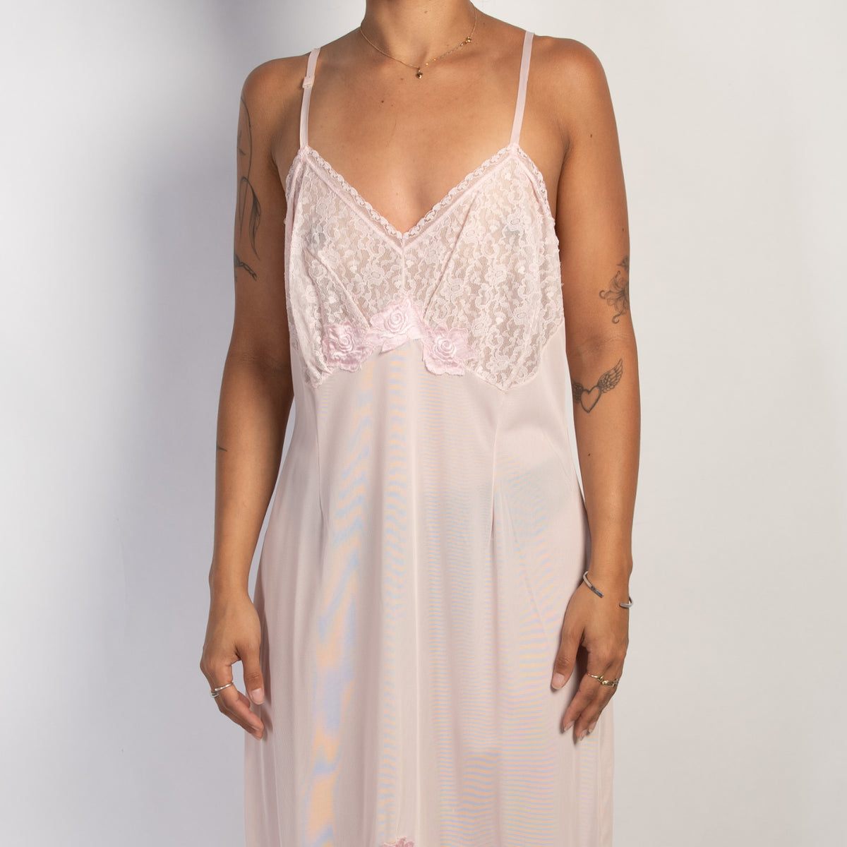 PINK NYLON SLIP DRESS
