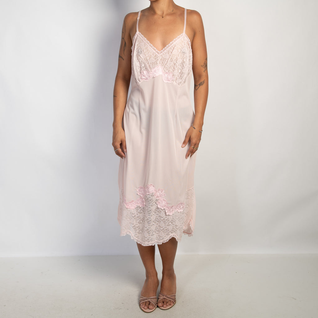 PINK NYLON SLIP DRESS