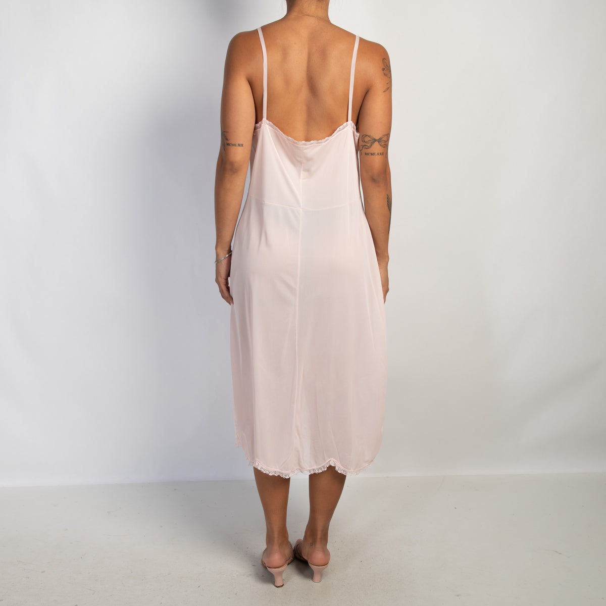 PINK NYLON SLIP DRESS