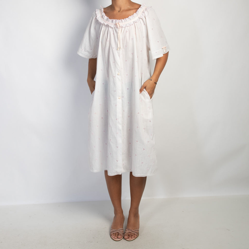 STRIPE BRODERIE NIGHTGOWN