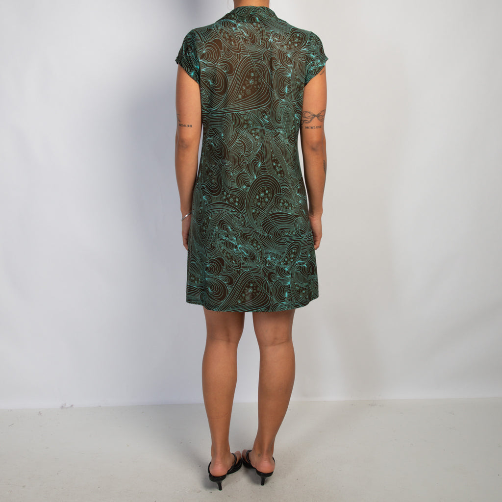 BROWN SLINKY PATTERN DRESS