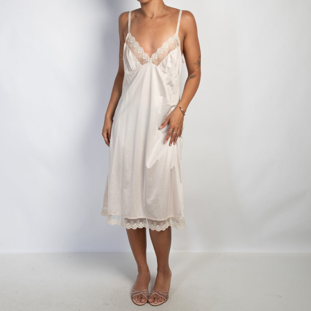 BEIGE NYLON SLIP DRESS