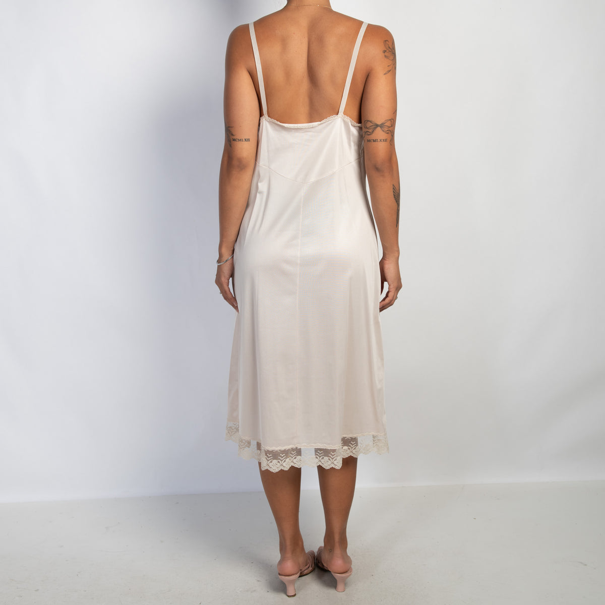 BEIGE NYLON SLIP DRESS