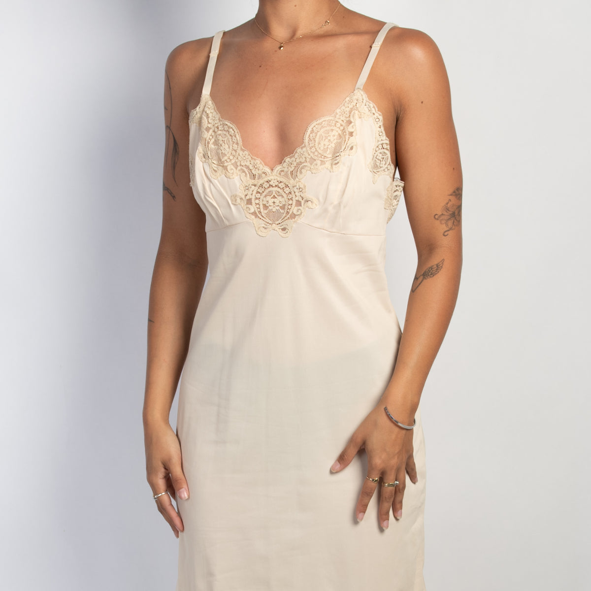 NUDE NYLON SLIP DRESS