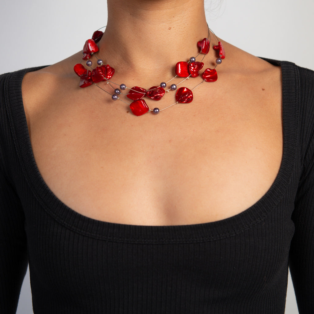 RED BEADED NECKLACE